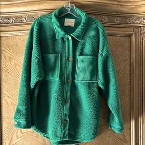 American Eagle Outfitters Green Teddy Jacket Oversized Fit